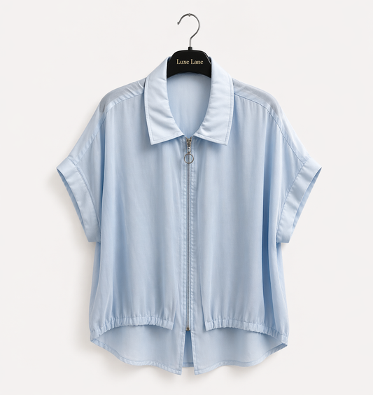 Soft Flow Zip Blouse