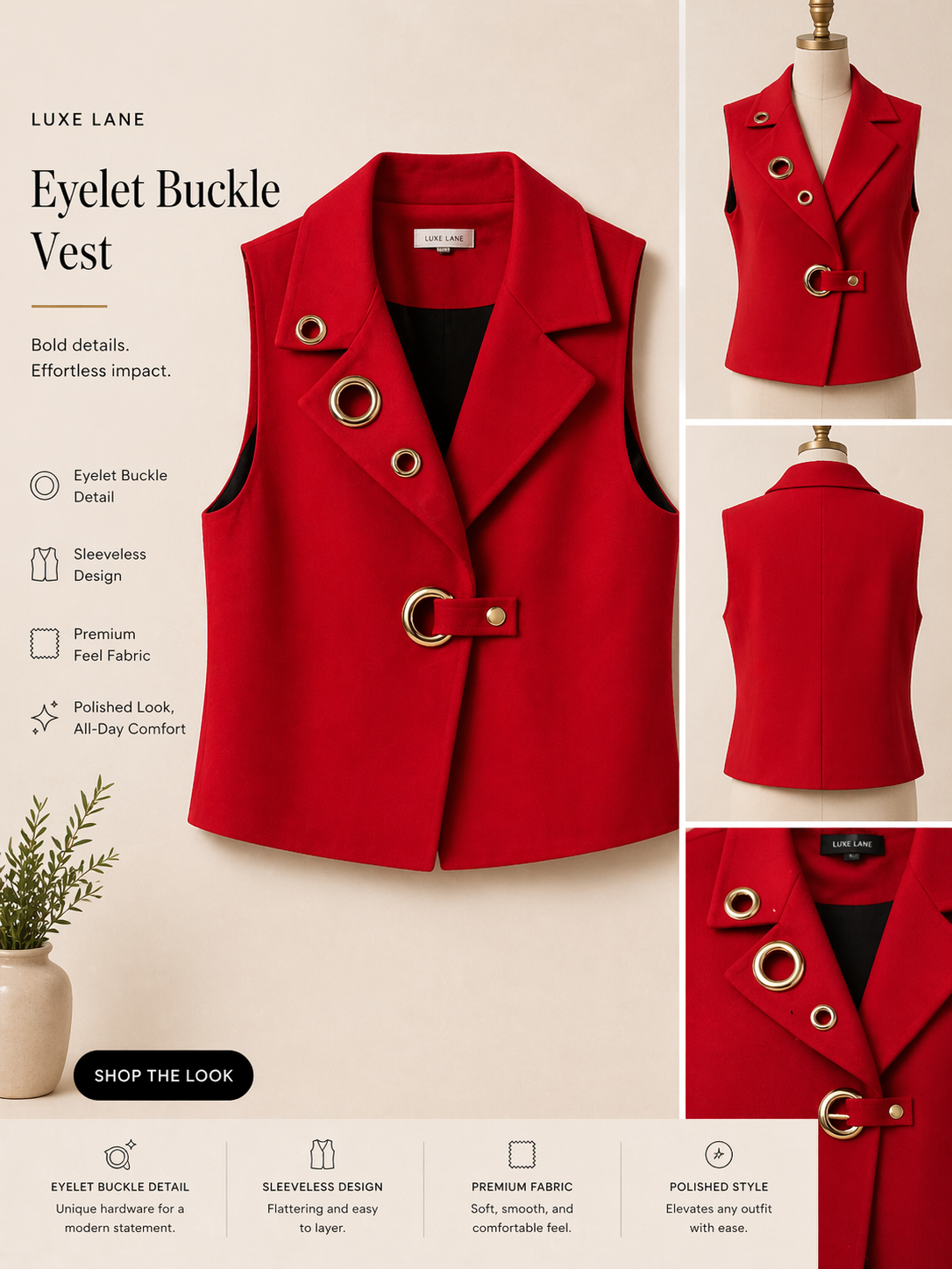 Eyelet Buckle Vest Set